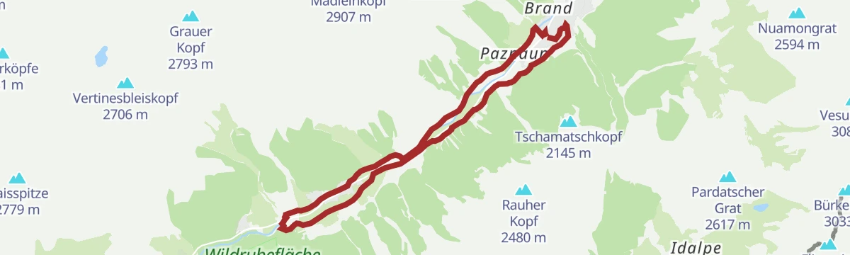 Route map: I.19 Mathias Schmid - Kunstlehrpfad - Wildpark - Bauernmuseum - Ischgl